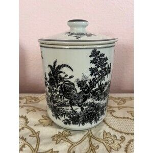 Aux Au Provence Rooster Blk/Wht Ceramic Canister
